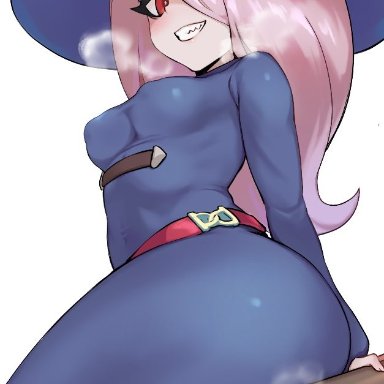 1girls, ass, big ass, female, female only, jtveemo, little witch academia, looking at viewer, looking back, solo, sucy manbavaran, thick thighs, wide hips