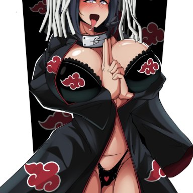 1girls, akatsuki (naruto), big ass, big breasts, big butt, bimbo, blush, clothed, clothed female, clothes, comicomryu, drooling, female, fucked silly, heart panties