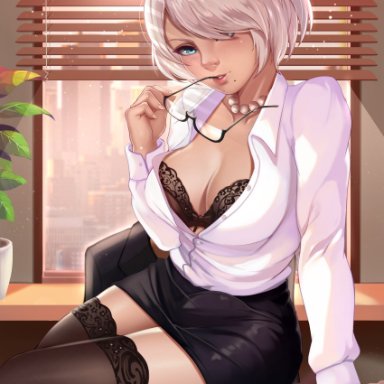 1futa, bedroom eyes, big breasts, bra, breasts, bulge, cleavage, clothed, clothing, detailed background, dickgirl, erection under clothes, erection under skirt, exlic, fully clothed