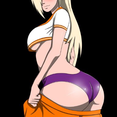 1girls, ass, big ass, blonde hair, blush, breasts, cheerleader, dressing, female, female only, guja (artist), hair over one eye, ino yamanaka, long hair, naruto