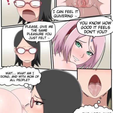 2girls, boruto: naruto next generations, comic, female, female only, ggc, incest, mother, mother and daughter, naruto, pink hair, pussy, sakura haruno, sarada uchiha, strap-on