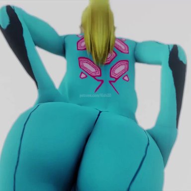 3d, animated, ass, bayonetta, bayonetta (character), big ass, black hair, black legwear, blonde hair, blue shirt, breath of the wild, dat ass, kishi, loop, metroid