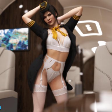 3d, ada wong, blender, daz3d, lingerie, resident evil, resident evil 2, resident evil 2 remake, stewardess