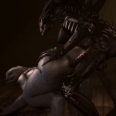 1boy, 1futa, 3d, alien, alien (franchise), alien humanoid, anal, anal insertion, anal penetration, anal sex, animated, ass, balls, balls touching, big ass