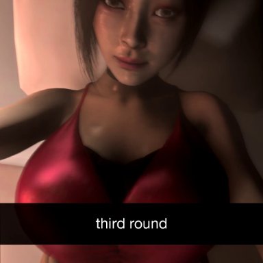 1boy, 1girl, 1girls, 3d, ada wong, animated, bed, big breasts, big penis, black hair, bwc, clothed female nude male, clothed sex, cum, cum in pussy