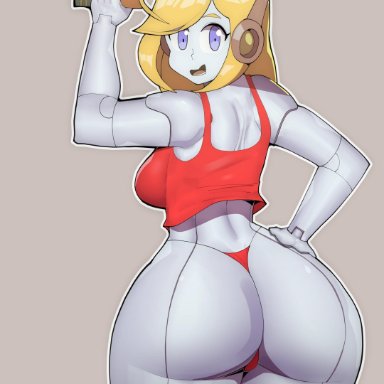 1girl, 1girls, ass, big ass, blonde hair, breasts, cave story, cleavage, clothing, curly brace, curvy, doublehero, female, female only, grey body