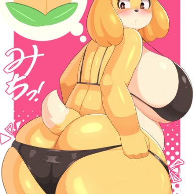 1girls, 2020, 4 fingers, alternate breast size, animal, animal crossing, animal humanoid, anthro, anthro only, anthrofied, ass, big ass, big breasts, black bra, black nose