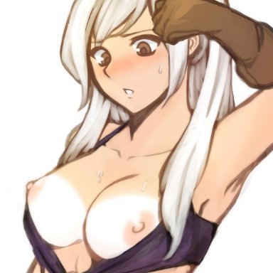 1girl, 1girls, absurdres, bikini pull, blush, breasts, breath, exposed breasts, fire emblem, fire emblem awakening, fire emblem: awakening, gloves, highres, long hair, my unit