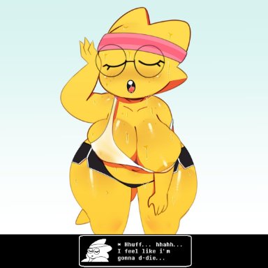 1girls, alphys, anthro, anthro focus, anthro only, anthrofied, areola, areolae, ass, bent over, big areola, big areolae, big ass, big breasts, big butt