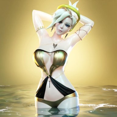 3d, blender, daz3d, mercy, mercy (overwatch), overwatch, swimsuit