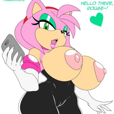 1girls, amy rose, amy rose (rouge cosplay), anthro, bedroom eyes, big ass, big breasts, bimbo, cosplay, female, female only, furry, habbodude, huge breasts, nipples