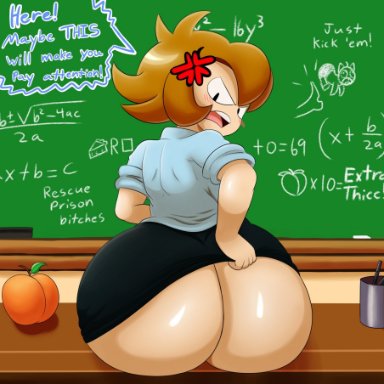 1girls, angry, ass, big ass, blush, bottom heavy, brown hair, female, huge ass, large ass, massive ass, mechspazer, mighty switch force, pale skin, pale-skinned female