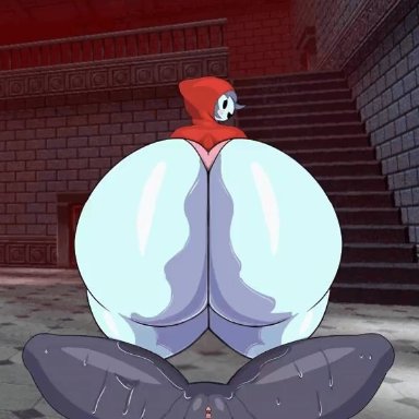 2d, anal, animated, big ass, big breasts, big butt, bouncing ass, female, ghost, huge ass, huge butt, juice, looking back, panties, penetration