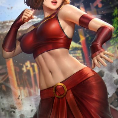 avatar the last airbender, big breasts, clothed female, female, female focus, female only, long hair, neoartcore, solo, solo female, solo focus, suki