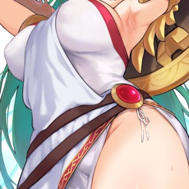 1girls, armpits, big breasts, breasts, cleavage, female, female only, jtveemo, kid icarus, large breasts, looking at viewer, nintendo, palutena, solo, thick thighs