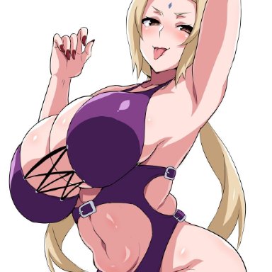 1girls, armpits, big breasts, blonde hair, blush, cleavage, cleavage cutout, cutout, facial mark, female, female only, forehead mark, huge breasts, large breasts, long fingernails