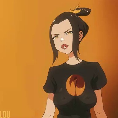 1girls, animated, areolae, avatar the last airbender, azula, big breasts, bouncing breasts, breasts, female, female only, firebender, flou, large breasts, lightningbender, looking at viewer