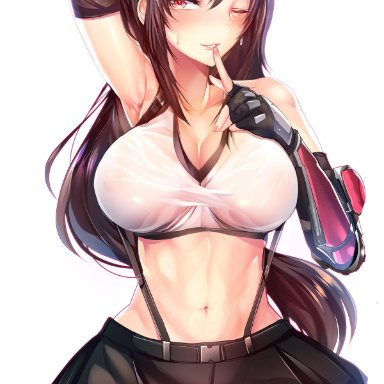 big breasts, female, female focus, female only, final fantasy, final fantasy vii, nipples, silly (marinkomoe), solo, solo female, solo focus, tifa lockhart