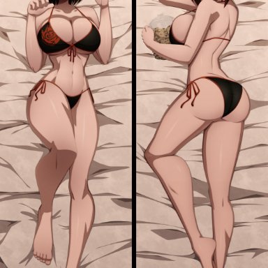 1girls, ass, big ass, big breasts, breasts, cleavage, dakimakura, female, female only, large breasts, looking at viewer, looking back, ravenravenraven, ruby rose, rwby