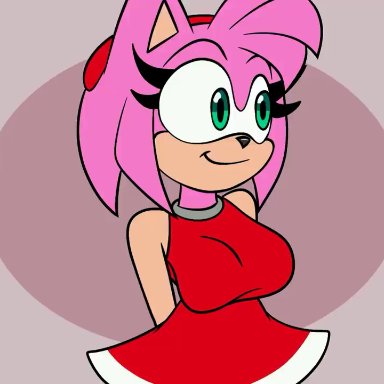 1girl, 1girls, 2020, accessory, amy rose, animated, anthro, areola, artist name, bare shoulders, big breasts, bite, biting lip, black nose, blinking