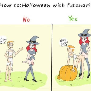 comic, funny, futa on male, futanari, halloween, halloween costume, red7cat