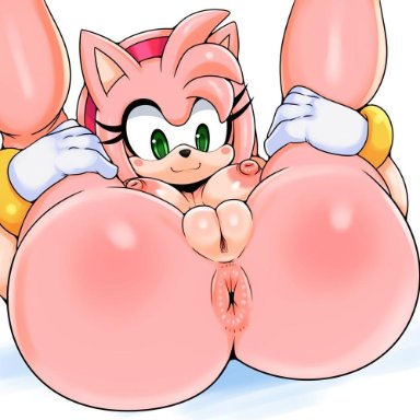 2020, alternate version at source, amy rose, anthro, anus, areola, ass, big butt, blush, blush stickers, breasts, eulipotyphlan, eyelashes, female, genitals