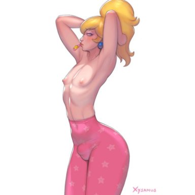 bulge, crossdressing, femboy, girly, princess peach, rule 63, tagme, topless, trap, xysamus, yoga pants