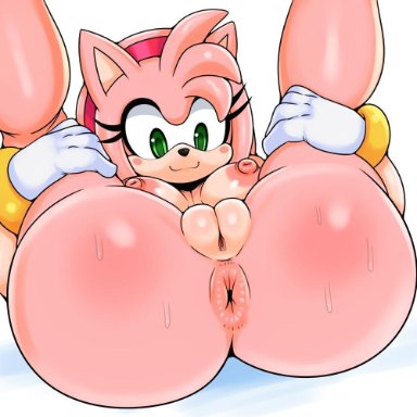 1girls, amy rose, anthro, anus, areolae, ass, ass focus, big ass, big breasts, big butt, bimbo, bubble ass, bubble butt, butt focus, dat ass