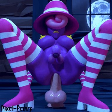 1futa, alternate breast size, animated, breasts, futanari, huge ass, penis, pixel-perry, solo futa, vivian (paper mario)