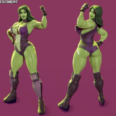 1girls, 3d, ass, big ass, breasts, cleavage, crisisbeat, female, female only, fortnite, hulk (series), jennifer walters, looking at viewer, marvel, muscles