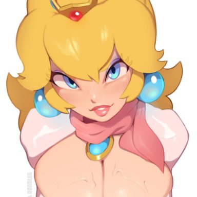 big breasts, combos-n-doodles, female, female focus, female only, long hair, nintendo, princess peach, solo, solo female, solo focus, super mario bros.