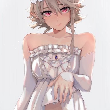 bridal dress, bridal gloves, bride, bride gown, corrin (fire emblem), corrin (fire emblem) (male), crossdressing, femboy, fire emblem, fire emblem fates, girly, male only, small penis, smooth skin, solo