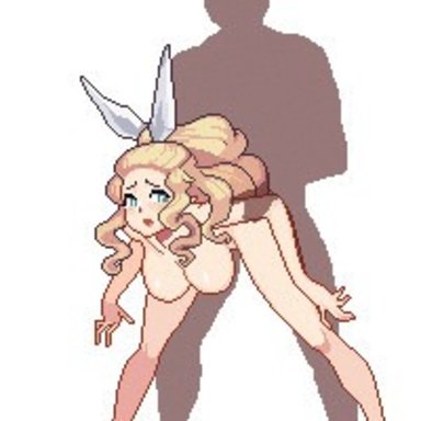 animated, areolae, blonde hair, bouncing breasts, breasts, bunny ears, cross section, cum, cum in pussy, cum in uterus, cum inside, faceless male, fertilization, hanging breasts, impregnation