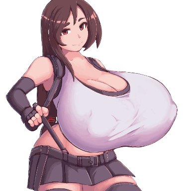 1girls, animated, bouncing breasts, breasts, cleavage, female, female only, final fantasy, final fantasy vii, huge breasts, hyper breasts, kittenboogers, looking at viewer, solo, thighhighs