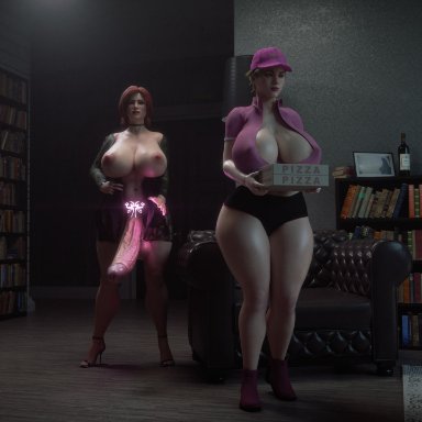 1futa, 1girls, 3d, areolae, big breasts, breasts, dickgirl, erection, female, futanari, huge breasts, huge cock, icedev, large breasts, nipples