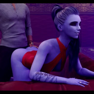 3d, anal, anal penetration, anal sex, animated, blizzard entertainment, blue skin, cleavage, from behind, from behind position, long hair, overwatch, penetration, penis, skimpy