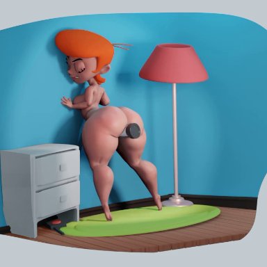 3d, against wall, animated, ass, big ass, blender, dexter's laboratory, dexter's mom, female, female only, huge ass, huhnill, indoors, insideroom, loop