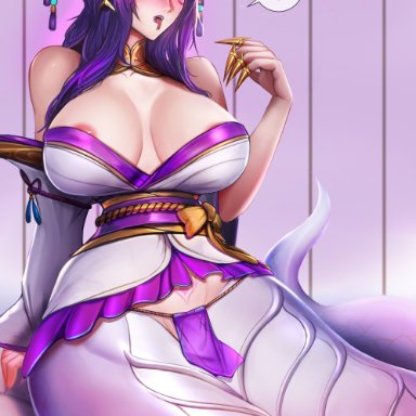 1girls, alternate costume, badcompzero, big breasts, breasts, cassiopeia, female, female only, lamia, large breasts, league of legends, looking at viewer, solo, spirit blossom cassiopeia, spirit blossom series