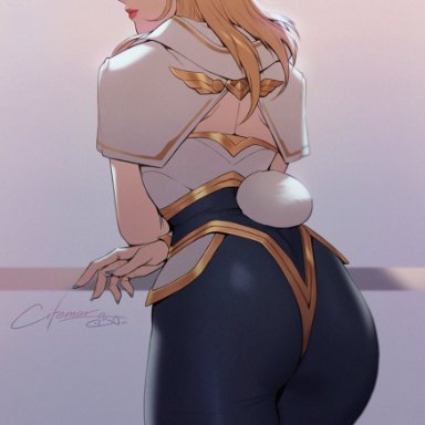 ass, big ass, blonde hair, bunny ears, bunny tail, bunnysuit, citemer, huge ass, league of legends, luxanna crownguard, wide hips