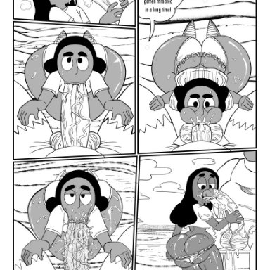 age difference, big ass, big penis, black and white, blowjob, bodily fluids, cheating, cheating girlfriend, comic, connie maheswaran, doompypomp, greg universe, huge ass, huge cock, older male