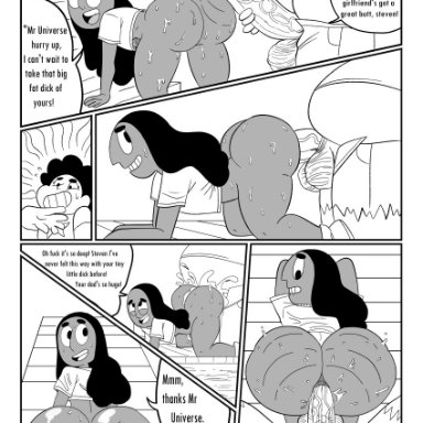 age difference, anal, anal insertion, anal penetration, anal sex, being watched, big ass, big penis, black and white, bodily fluids, cheating, cheating girlfriend, comic, connie maheswaran, cuckold
