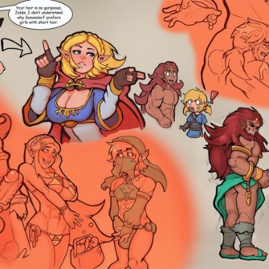 2boys, abs, big balls, big penis, bikini, crossdressing, cuckold, erection under clothes, female, femboy, ganondorf, girly, link, markydaysaid, princess zelda