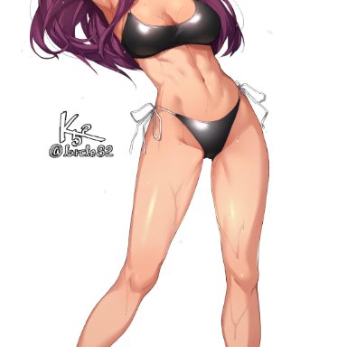 1girls, absurdres, arms up, bikini, black bikini, bracelet, breasts, choker, cleavage, commission, facial mark, female, fire emblem, fire emblem: three houses, full body