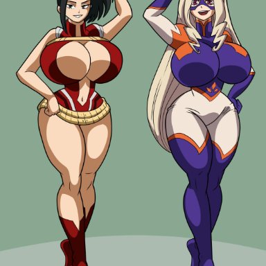 aged up, big breasts, curvy, momo yaoyorozu, mount lady, my hero academia, thick thighs, yu takeyama