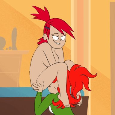 2girls, animated, breasts, capy diem, cartoon network, cunnilingus, foster's home for imaginary friends, frankie foster, lesbian, pussy lick, red hair, selfcest, yuri