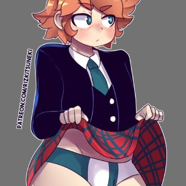 1boy, androgynous, balls in panties, blush, crossdressing, femboy, ginger, ginger hair, girly, male, male only, rizkitsuneki, tagme, trap