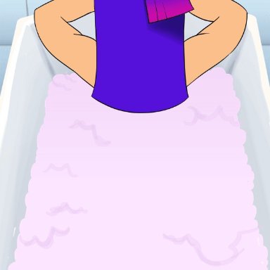 animated, ass, bathtub, capy diem, gif, glitch techs, miko, miko kubota