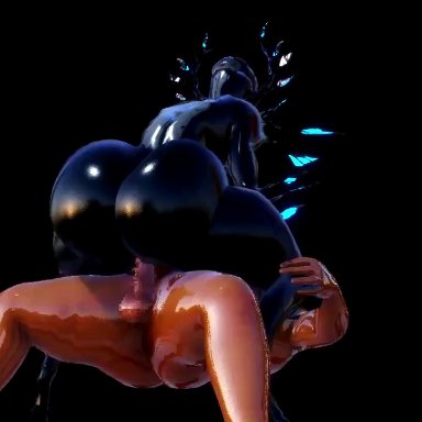 3d, animated, ass, black background, bouncing ass, censored, cowgirl position, female, harimau mmd2, huge ass, human, human penetrating, humanoid, mmd, oberon (warframe)