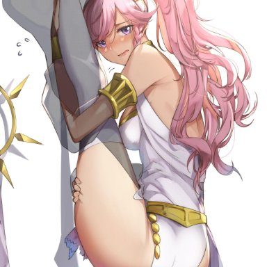 1girls, ass, back, back view, bare back, bare thighs, big ass, big breasts, braid, dancer, dancer outfit, embarrassed, fire emblem, fire emblem: awakening, large ass