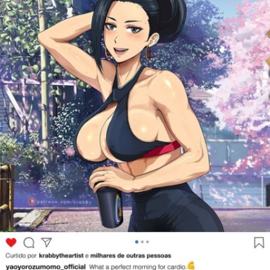 1girls, abs, big breasts, breasts, cleavage, female, female only, krabby (artist), large breasts, momo yaoyorozu, my hero academia, solo